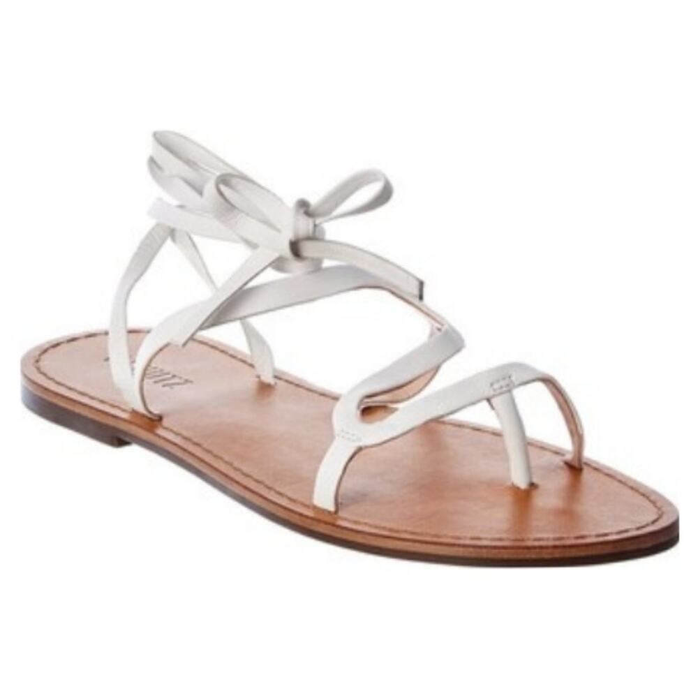 Schutz | Urkula Deluxe Nap White Leather Strappy Tie Thong Sandals